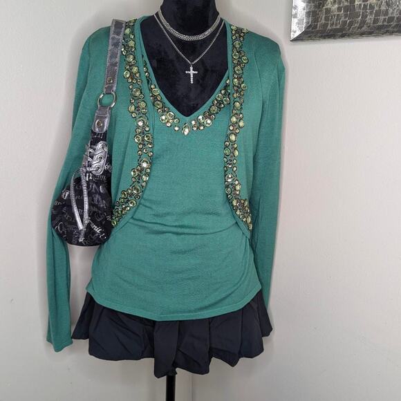 hannah and gracie Tops - Green 2pc bohostyle long sleeve top XL